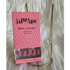 Red Aspen Nail Dashes- Rosie's Robe (short, square pink nails)